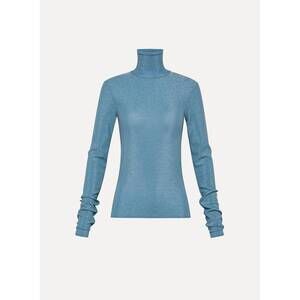 NEW FORTE FORTE women's lurex turtleneck t-shirt in blue